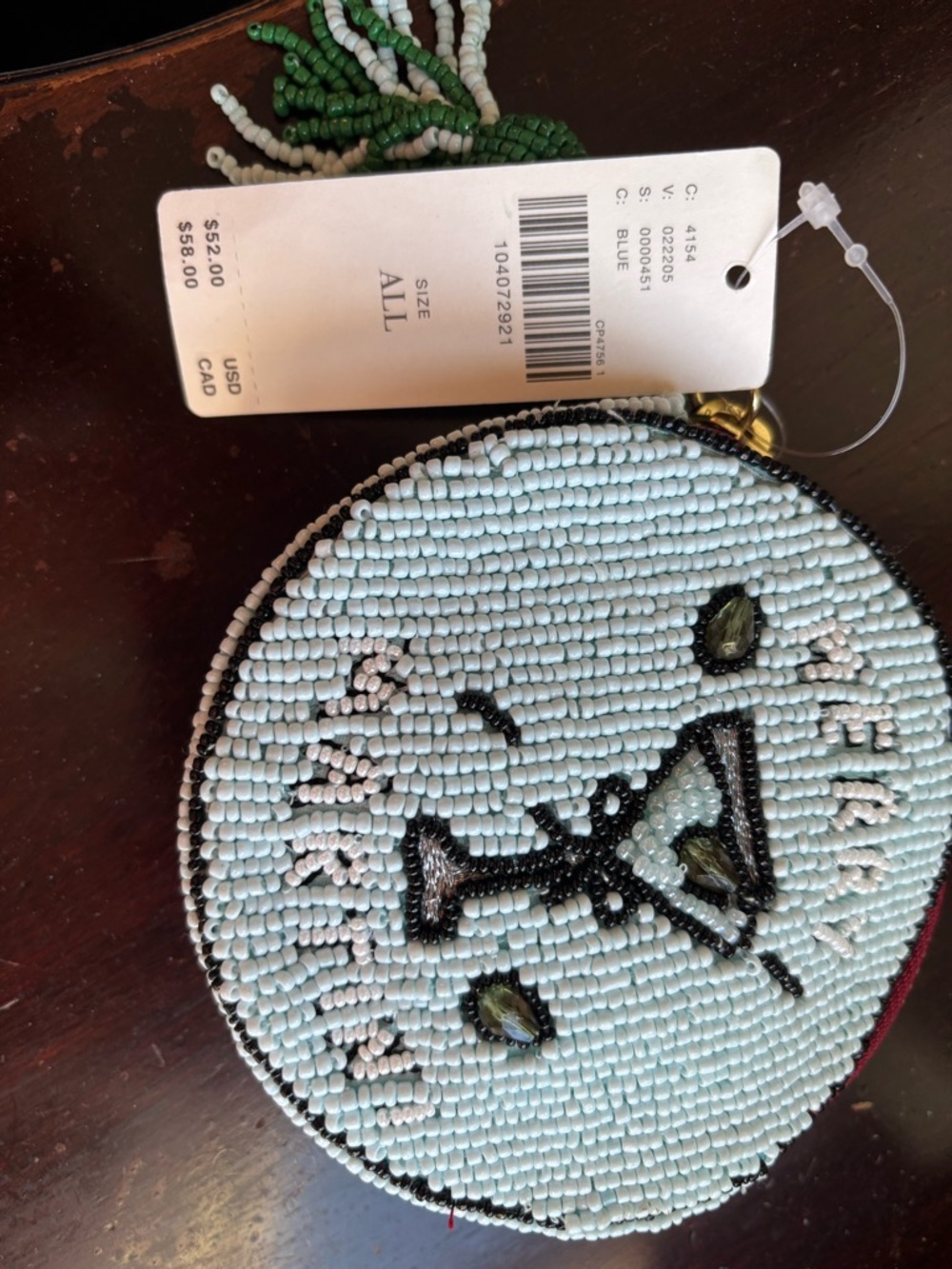 Beaded Cocktail Purse in Light Blue and Black